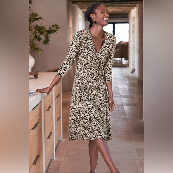 Soft Surroundings Damaria Wrap Dress Leopard Animal Print M 2FY01 midi - Picture 4 of 12